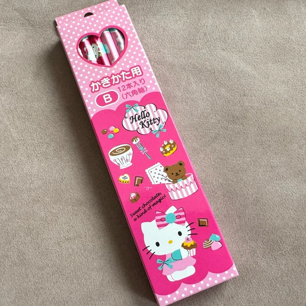 Hello Kitty pencil case and pencils from Japan 2010-2012 plus Pez dispenser new